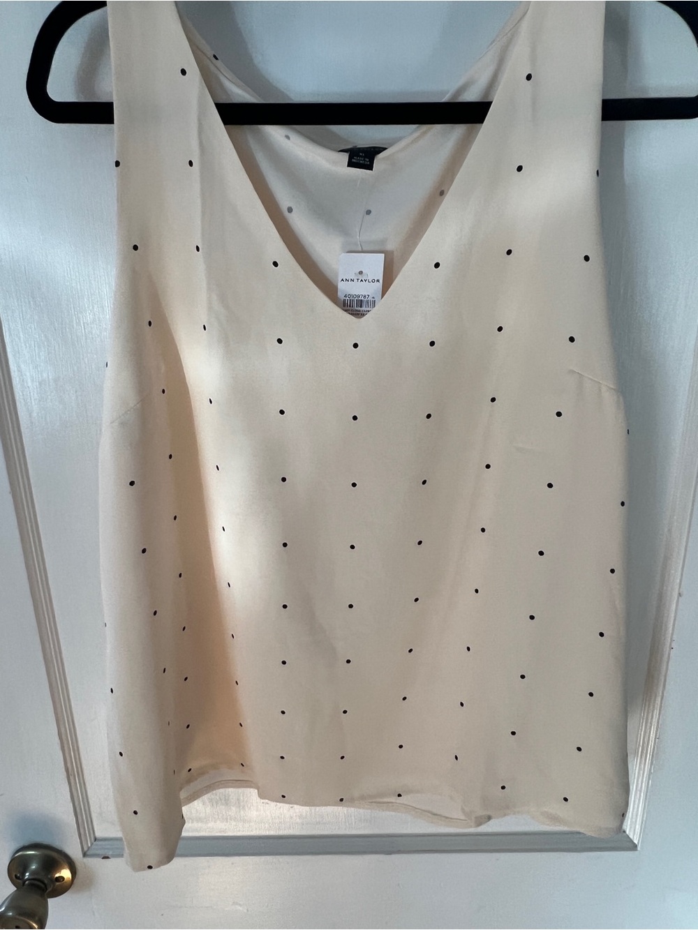 NWT Ann Taylor Dotted Mixed Media V-Neck Shell Tank Blouse  XL